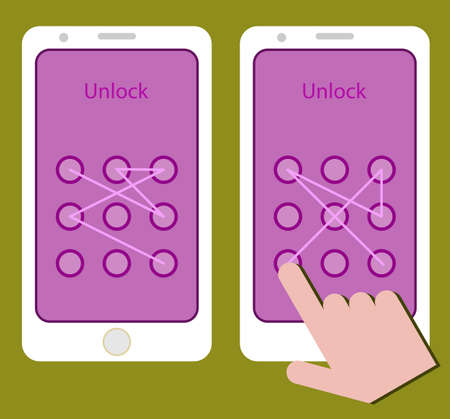 Smartphone Unlock Pattern Gesture Vector Illustrationのイラスト素材