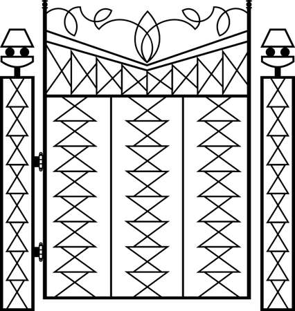 Wrought Iron Gate Pillar Vector Illustrationのイラスト素材