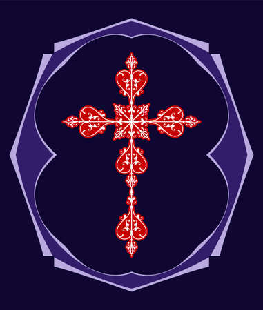 Christian cross design vector art in black background.のイラスト素材