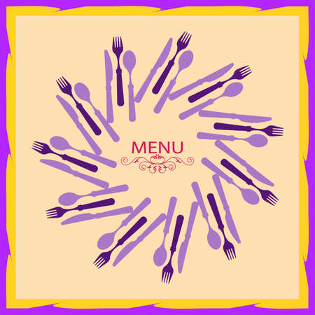 Menu Card Design Template Vector Illustration, with spoon, fork and knife.のイラスト素材