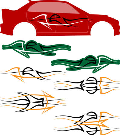 Vehicle Graphics collection, colored line arts illustration.のイラスト素材