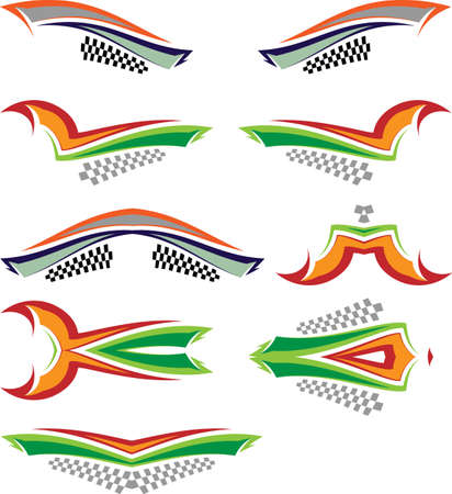 Vehicle Graphics collection, colored line arts illustration.のイラスト素材