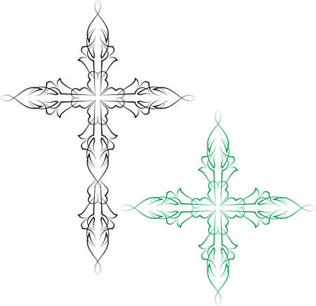 Pinstripe Christian Cross design setのイラスト素材
