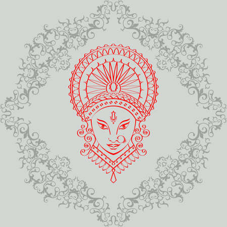 Durga Goddess of Power Vector Illustrationのイラスト素材