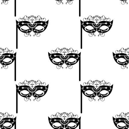Carnival, Masquerade Mask Icon Seamless Pattern Vector Art Illustrationのイラスト素材