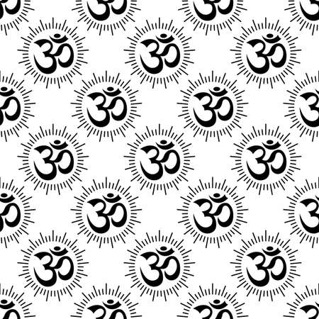 Aum (Om) The Holy Motif Seamless Pattern Vector Art Illustrationのイラスト素材