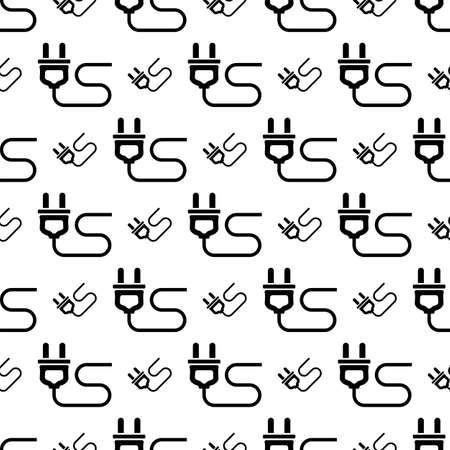 Plug Web Icon Design With Wire Seamless Pattern Vector Art Illustration