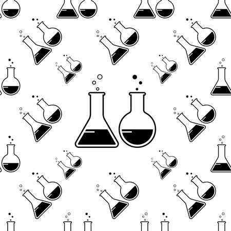 Laboratory Glass Beaker Icon Seamless Pattern Vector Art Illustrationのイラスト素材
