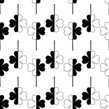 Clover Four Leaf Icon Seamless Pattern Vector Art Illustrationのイラスト素材