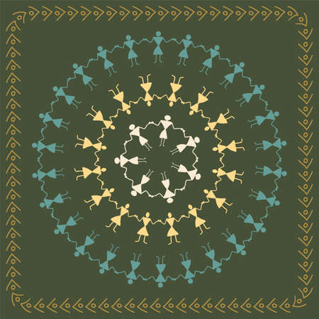 Folk, Tribal Design, Motif, Wall Painting Vector Art Illustrationのイラスト素材