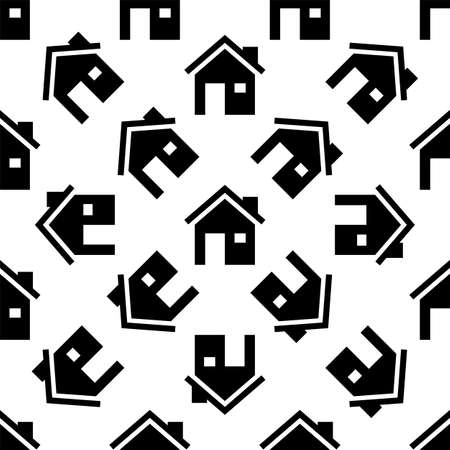 Home Icon Seamless Pattern, House Vector Art Illustrationのイラスト素材