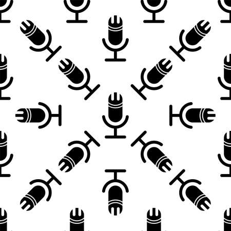Microphone Icon Seamless Pattern Vector Art Illustrationのイラスト素材