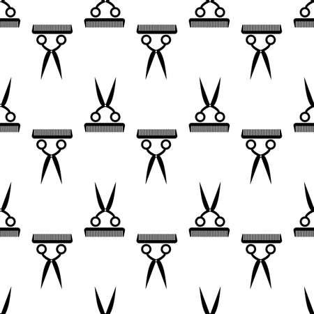 Scissors And Comb Icon Seamless Pattern Vector Art Illustrationのイラスト素材