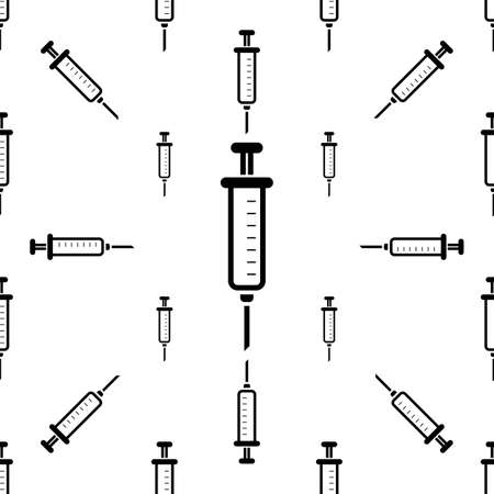 Syringe Icon Seamless Pattern Vector Art Illustrationのイラスト素材