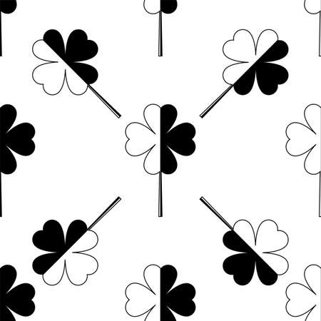 Clover Four Leaf Icon Seamless Pattern Vector Art Illustrationのイラスト素材