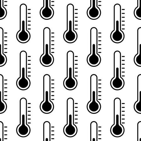 Thermometer Icon, Temperature Indicator Seamless Pattern Vector Art Illustration
