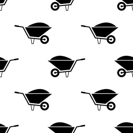 Wheelbarrow Cart, Wheelbarrow Seamless Pattern Vector Art Illustrationのイラスト素材