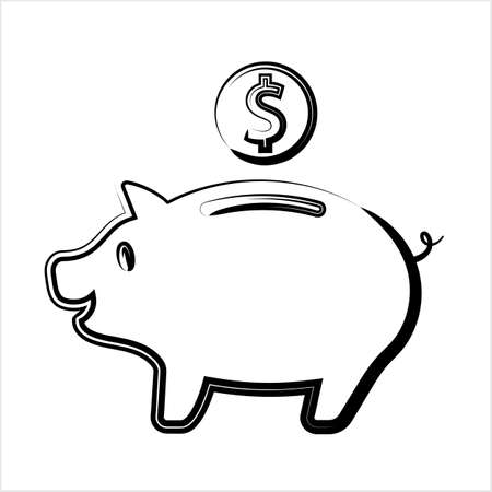 Coin Money Box Piggy Bank Design Vector Art Illustrationのイラスト素材