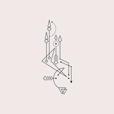 Line Dot Tattoo Design Vector Art Illustrationのイラスト素材