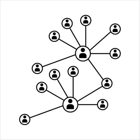 Network Connection, Hub, Social Network Isolated Flat Line Icon Design Vector Art Illustrationのイラスト素材