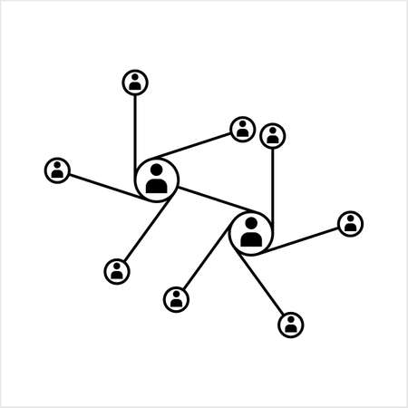 Network Connection, Hub, Social Network Isolated Flat Line Icon Design Vector Art Illustrationのイラスト素材