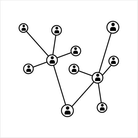 Network Connection, Hub, Social Network Isolated Flat Line Icon Design Vector Art Illustrationのイラスト素材