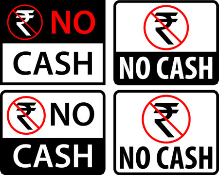 No Cash Rupee Label Vector Illustrationのイラスト素材