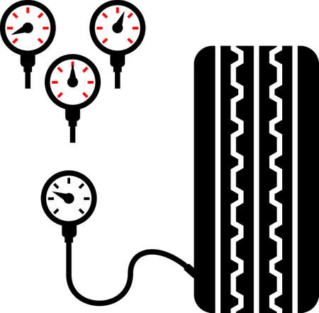 Tyre (Tire) Pressure Gauge Icon Vector Illustrationのイラスト素材