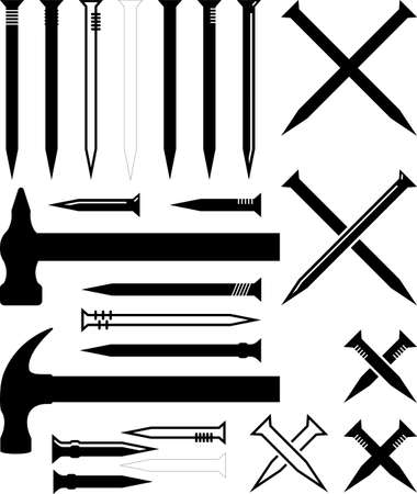 Hammer Nail Icon Vector Illustrationのイラスト素材