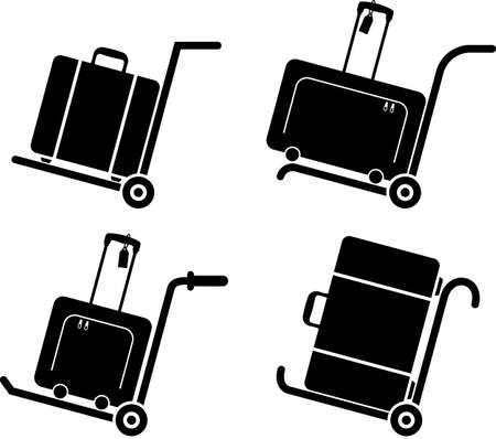 Suitcase on Trolley (Hand Truck) Vector Illustrationのイラスト素材