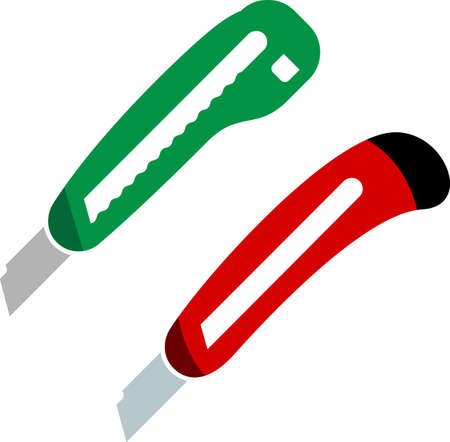 Retractable Razor Paper Cutter Knife Icon Vector Illustrationのイラスト素材