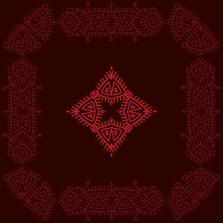 Folk Traditional, Tribal Design, Motif, Wall Painting Vector Illustrationのイラスト素材