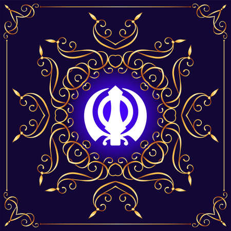 Ek Onkar, Khanda The Holy Motif Vector Illustrationのイラスト素材