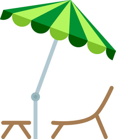 Table Chair Under Umbrella Icon Vector Illustrationのイラスト素材