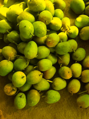 Fresh Colorful Mangoes at Outdoor Fruit Market stock photosの写真素材