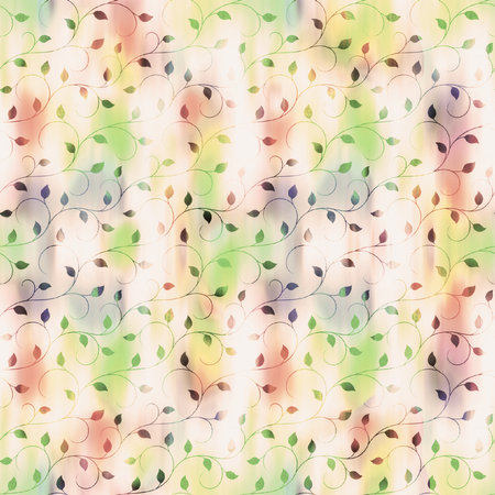 Seamless vector pattern with hand drawn vine and leaf elements.の写真素材