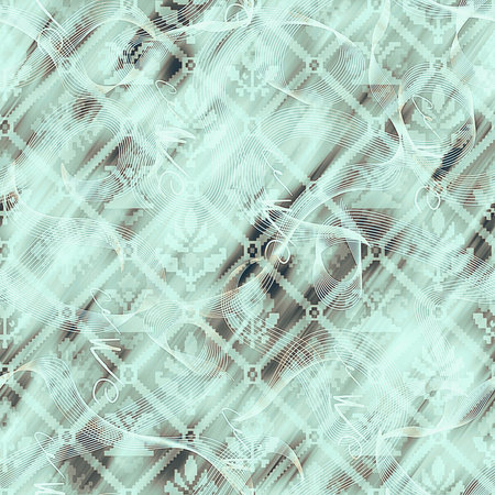 Seamless pattern with abstract ethnic ornament on old paper texture.の写真素材