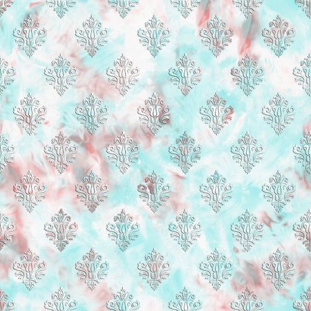 Seamless pattern with abstract ethnic ornament on old paper texture.の写真素材