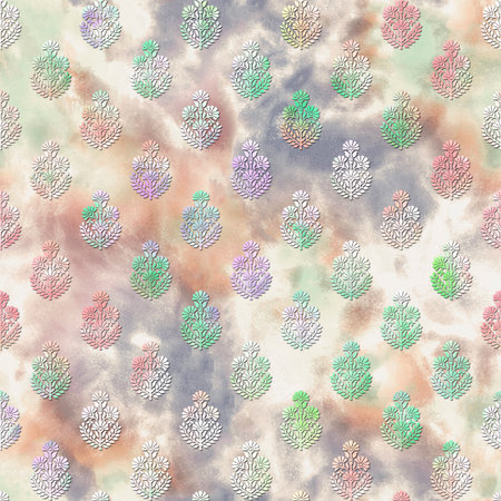 Seamless pattern with abstract ethnic ornament on old paper texture.の写真素材