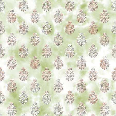 Seamless pattern with abstract ethnic ornament on old paper texture.の写真素材