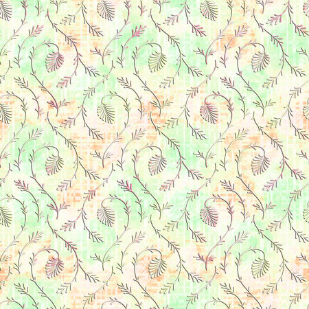 Seamless pattern with abstract ethnic ornament on old paper texture.の写真素材