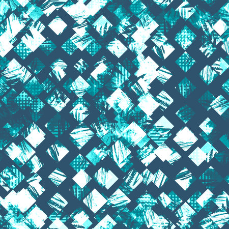 Seamless pattern retro design. Monochrome background with geometric shapes and watercolor effect. Textile print for bed linen, jacket, package design, fabric and fashion concepts.の写真素材