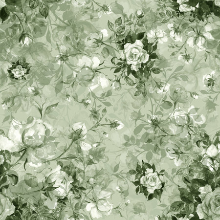 Rose pattern beautiful print from watercolor sketching hands on paper.の写真素材