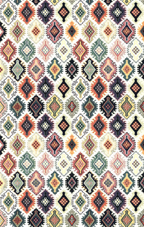 Tribal vector ornament. Seamless African pattern. Ethnic carpet with chevrons. Aztec style. Geometric mosaic on the tile, majolica. Ancient interior. Modern rug.の写真素材