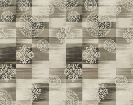 Seamless pattern with mandalas on the wooden background.の写真素材