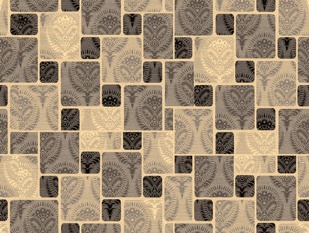 Seamless pattern of ceramic tiles with floral ornaments.の写真素材