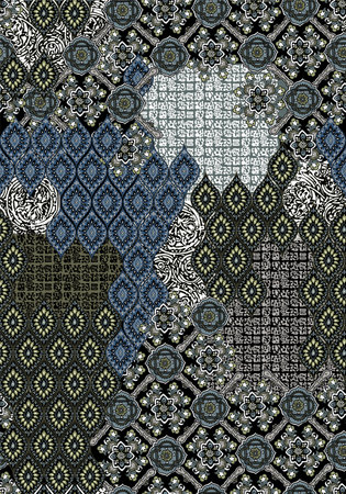 Seamless background pattern. Patchwork pattern in the form of square tiles.の写真素材