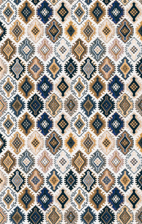 Tribal vector ornament. Seamless African pattern. Ethnic carpet with chevrons. Aztec style. Geometric mosaic on the tile, majolica. Ancient interior. Modern rug.の写真素材