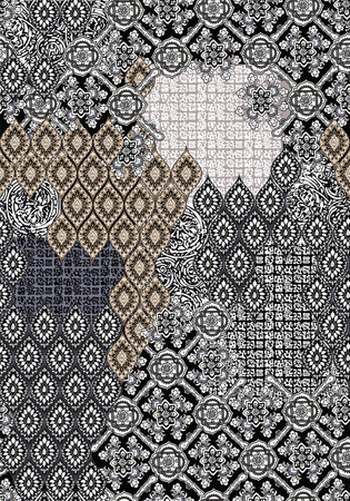 Seamless indigo, black and white woven texture pattern.の写真素材