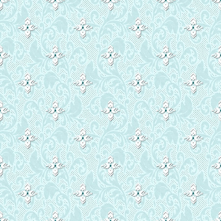 Seamless lace pattern on light blue background. Hand-drawn illustration.の写真素材